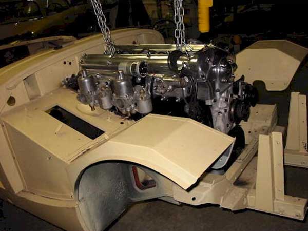 trial fitting an XK120 engine