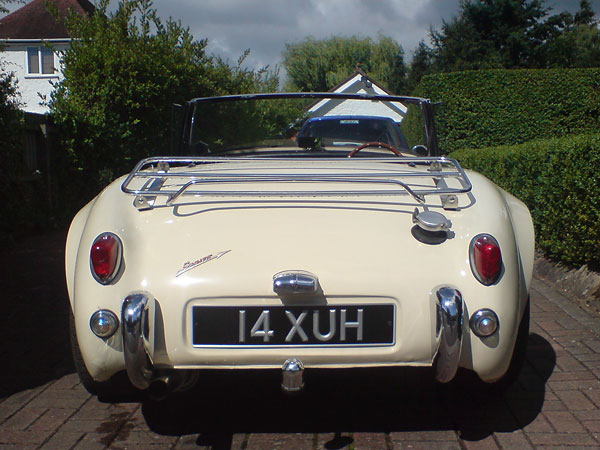 The rear bodywork features original steel. Since this is a Mk.1 Sprite, there's no external boot lid.