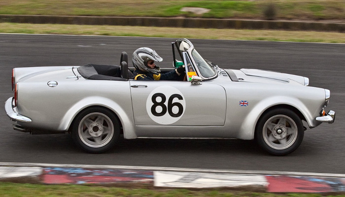 David Petrikas driving his 1965 Sunbeam Alpine Tigerconversion