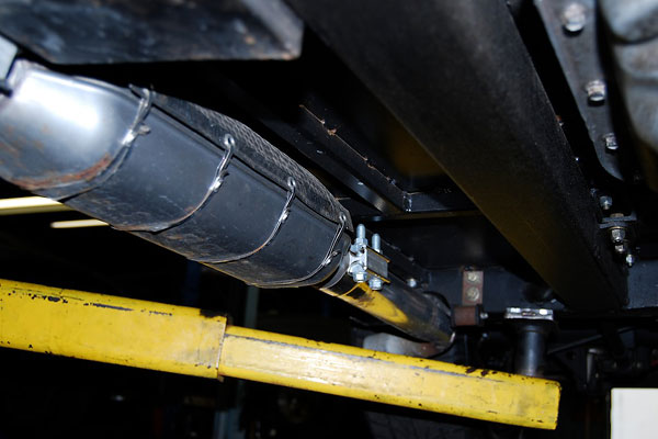 Flowmaster Hush Power 2.5 inch stainless mufflers, with accessory heatshields.