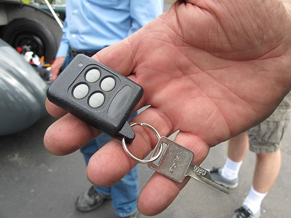 Here's the key fob that operates the electric door poppers.
