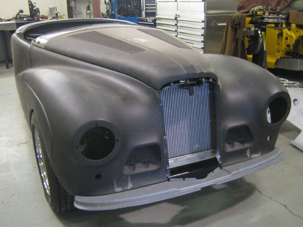 Aluminum radiator sized for a first generation Ford Mustang, purchased from Speedway Motors.