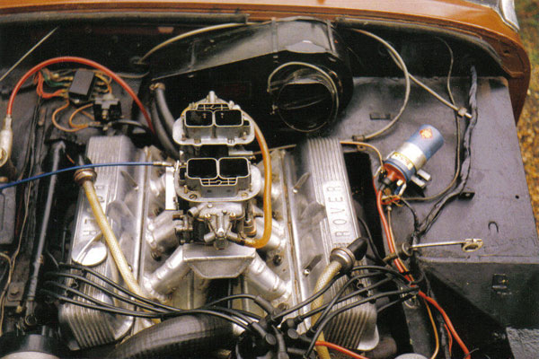 Rover V8 in a Midget 1500 bodyshell with two 34 DGAS Weber carburetors