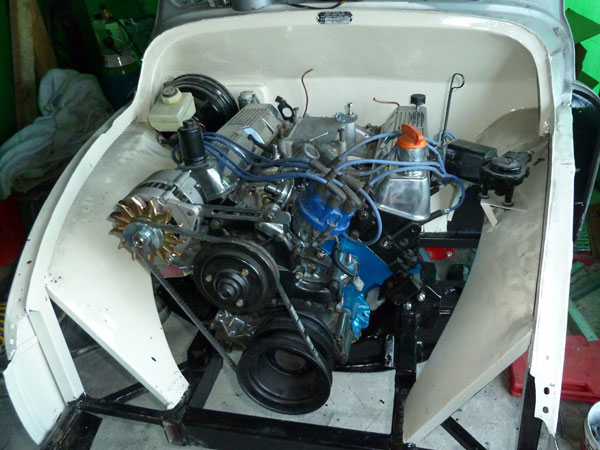 Another shot of the engine, this time with the MGB crossmember in place.