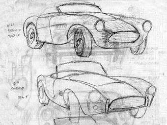 Concept sketches of the Cobra-inspired new front grille