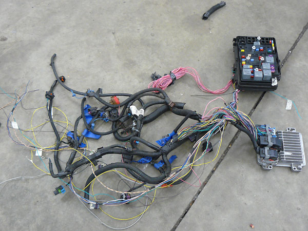 Modified engine wiring harness.