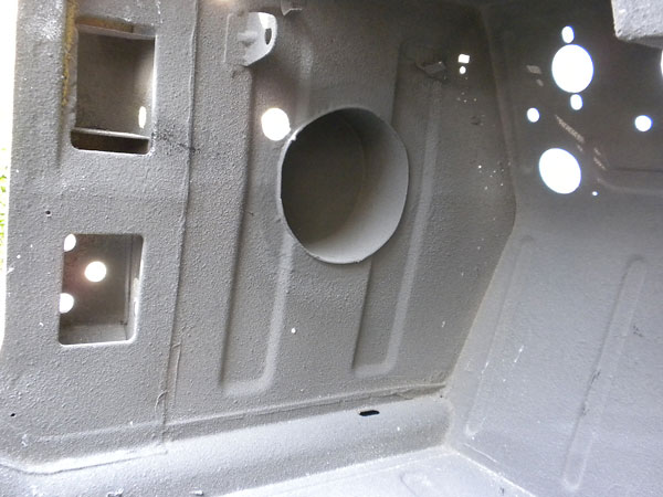 Footbox area speaker enclosure, viewed from inside.