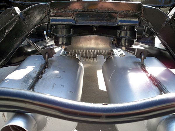 Mounted on rubber hangers, the mufflers don't transfer vibration directly into the body.