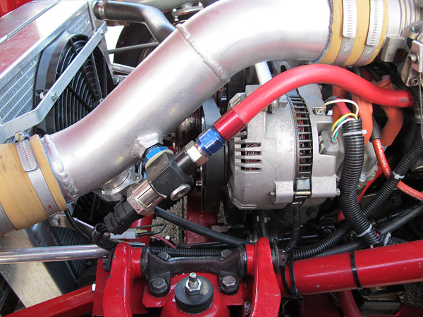 A blowoff valve vents excess pressure from the compressor side of the turbocharger.