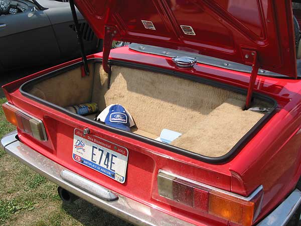 Neatly trimmed luggage compartment.