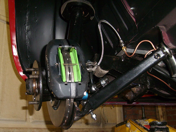 Wilwood four-pot calipers and vented rotors.