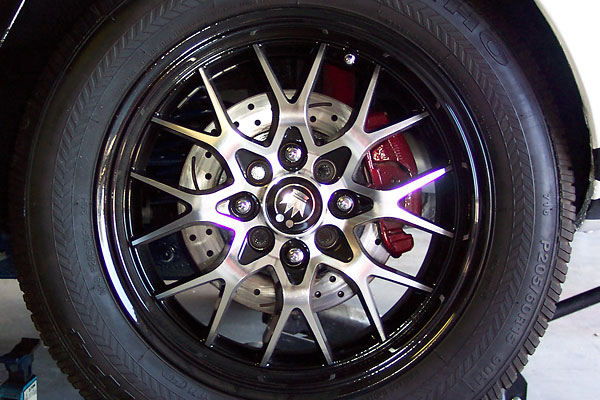 Konig Lace aluminum 15x6.5 wheels. Kuhmo Ecsta 205/60x15 tires.