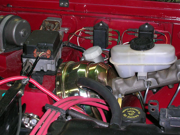 Ford Mustang master cylinder with vacuum booster.