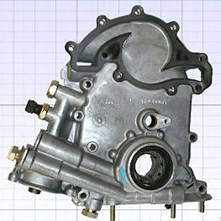 Later Rover timing cover: crank-driven oil pump and no distributor drive