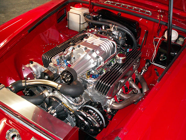 Under-Hood Eaton M90 Supercharger on an MGB with a Buick 215 V8