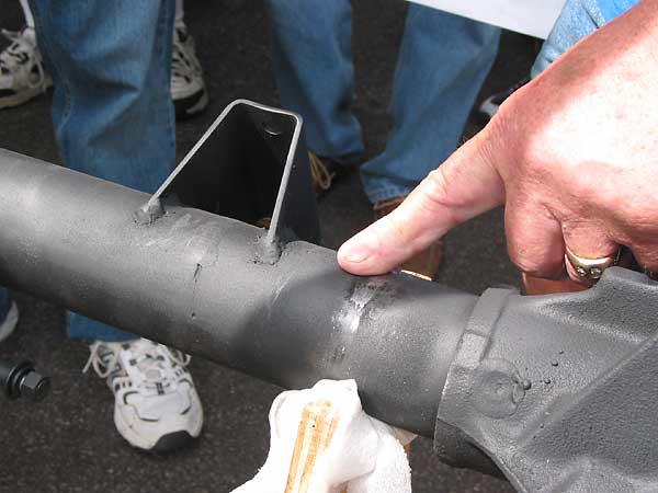 rewelded axle tubes (weld is centered under antisway bar bracket)