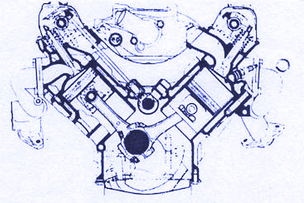 Cross section of the V8 unit