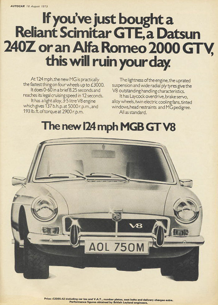 MGB GT V8 magazine advertisement