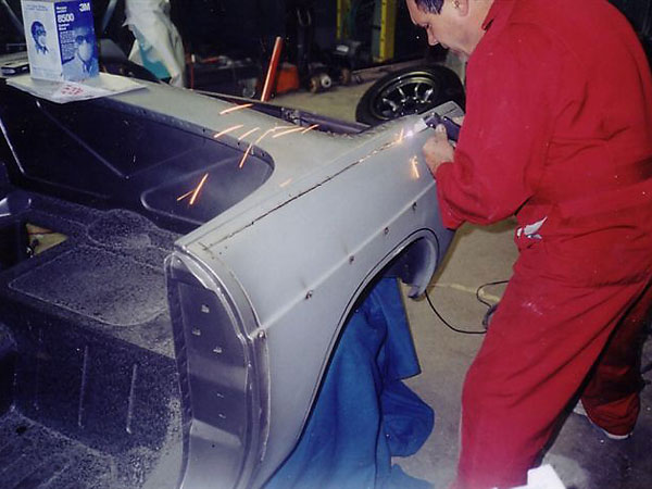removing the old quarter panel with a plasma cutter