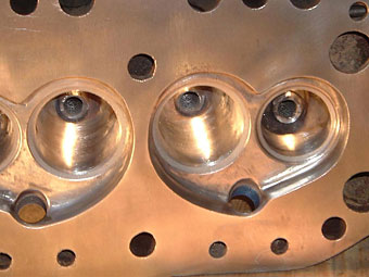 MGB head modified for bigger valves
