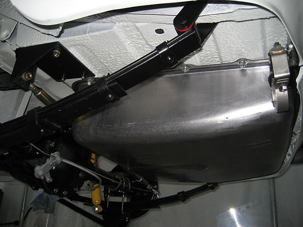 MGB fuel tank, and Panhard rod bracket on the floorboard