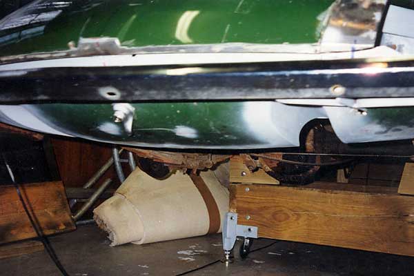 original MG trunk lid was inverted and used as a splash apron
