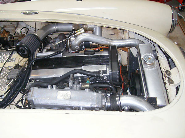 aftermarket 1965 Ford Mustang aluminum radiator.