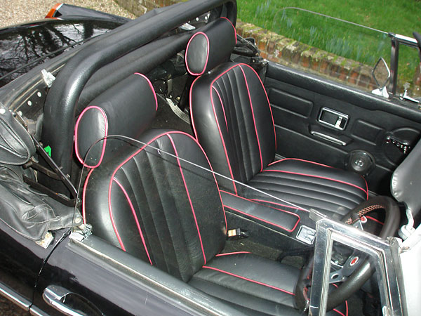 new leather MGB upholstery and Aley roll bar