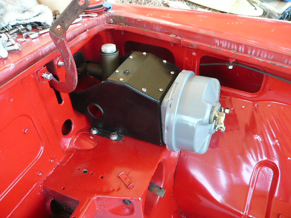 Later model MGB pedal mounting bracket and (optional equipment) power brake system.