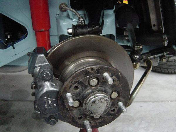 Note that the upper control arm has been radiused to make room for the Big Brake Kit brake rotor.