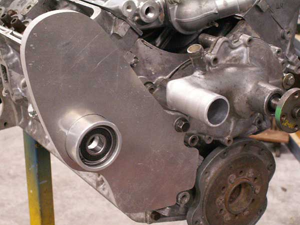 Blower drive system: lathe-turned idler bearing housing.