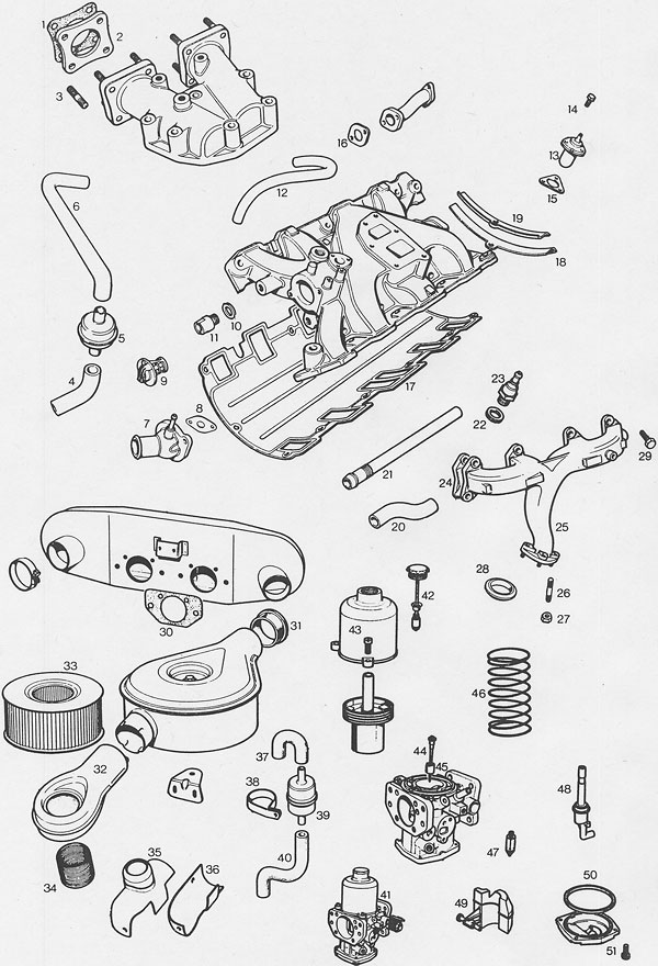 MGB GT V8 parts - Carburetters, Inlet and Exhaust Manifolds
