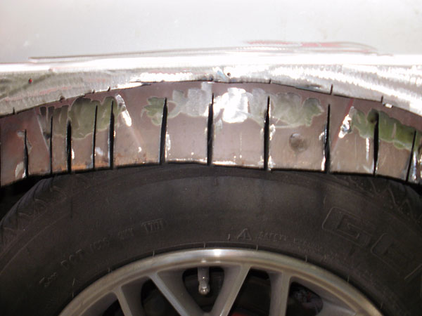 Installing rear flares is complicated by the need to seal between inner and outer fenders.