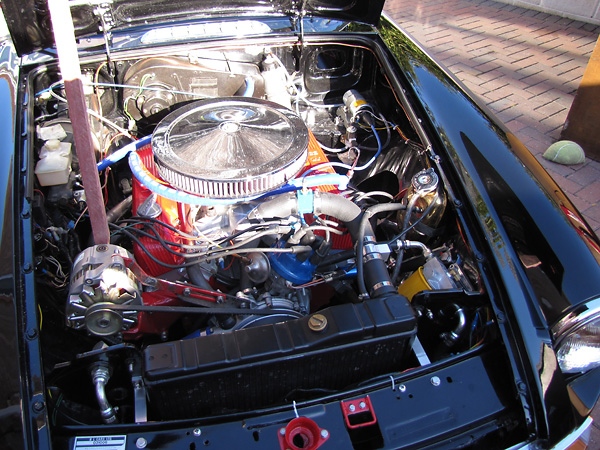 Rover 3.5L V8 engine with Edelbrock 500cfm carburetor.