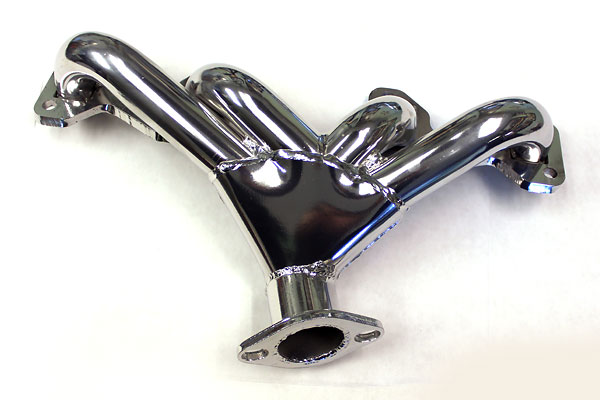 Modified D&D block hugger headers: flanges added and then ceramic coated.