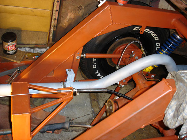 Parking brake cable installation.