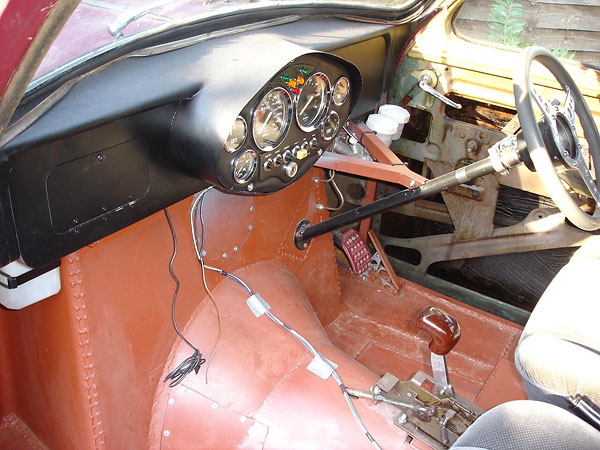 Triumph speedometer and tachometer. Ford oil, water temperature, ammeter and fuel gauges.