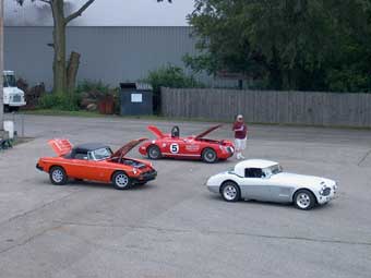 Robert Franzen's MGB, Richard Wright's Healey, & ?'s MGA