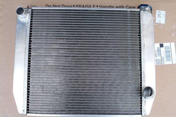 Griffin aluminum radiator with 2-row crossflow core.